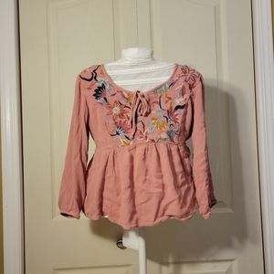 Pink Peasant Blouse